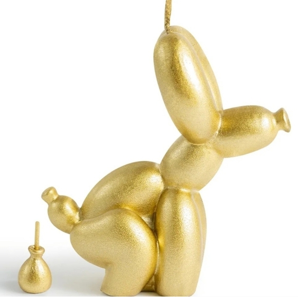 NIB Gold Balloon Dog Jeff Koons Style "Surprise Package" Candle - Picture 1 of 10